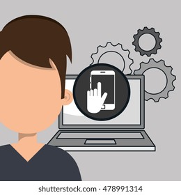 man laptop gears