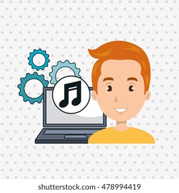 man laptop gears