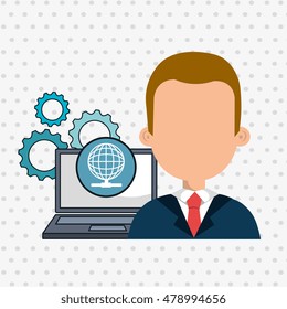 man laptop gears icon