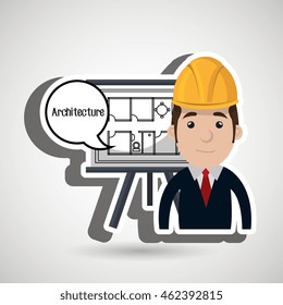 man laptop helmet blackboard vector illustration graphic