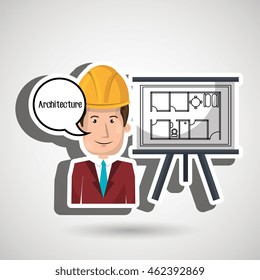 man laptop helmet blackboard vector illustration graphic