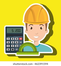 man laptop helmet tools vector illustration graphic