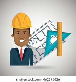 man laptop helmet tools vector illustration graphic