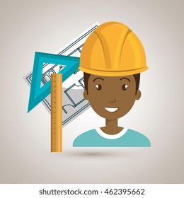 man laptop helmet tools vector illustration graphic