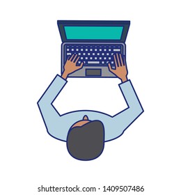 man with laptop icon cartoon vector illustration graphic design