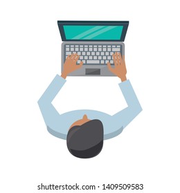 man with laptop icon cartoon vector illustration graphic design