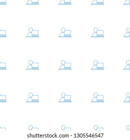 man with laptop icon pattern seamless white background. Editable line man with laptop icon. man with laptop icon pattern for web and mobile.