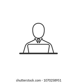Man with Laptop icon. Simple element illustration. Man with Laptop symbol design template. Can be used for web and mobile on white background