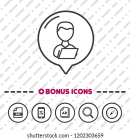 Man with Laptop Icon thin line Bonus Icons. Eps10 Vector.