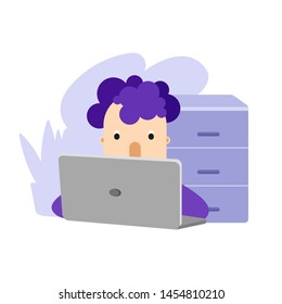 man with laptop icon vector 