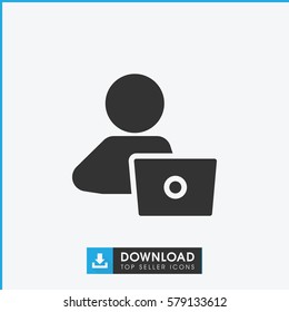 man with laptop icon vector sign symbol