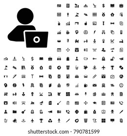 Man with laptop icon vector sign symbol. editable company icons vector set.