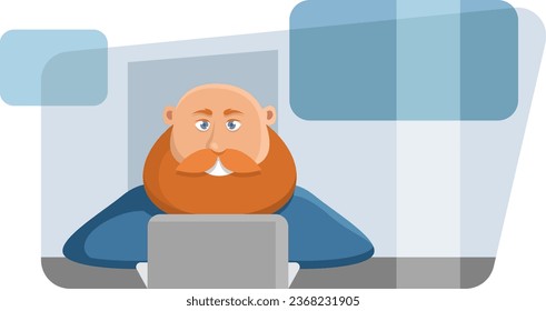 Man with laptop, illustration, vector on a white background.
