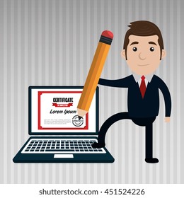 man with laptop isolated icon design, vector illustration  graphic 