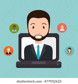 man laptop relation persons