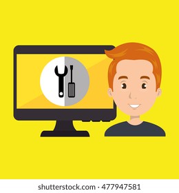 man laptop screen