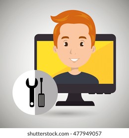man laptop screen