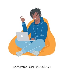 man with laptop in sofa