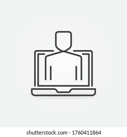 Man in Laptop vector concept icon or sign in outline style