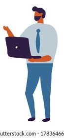 Man With Laptop Vector Flat Character 