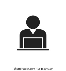 Man laptop vector icon flat style