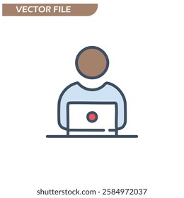 Man Laptop Vector Icon Illustration Design