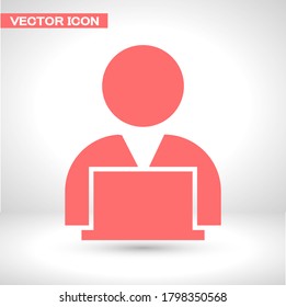 icono vectorial del portátil man. lorem ipsum 10 EPS Design