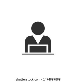 Man laptop vector icon on white