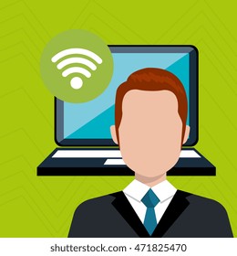 man laptop web vector illustration design