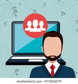 man laptop web vector illustration design