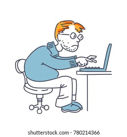 man with a laptop at work