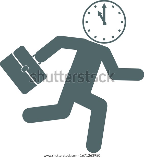 Man Late Work Icon Vector Illustration Stock Vector (Royalty Free ...