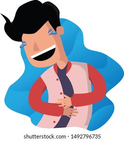 Man with laughing face. Concept for expression character, Flat style vector illustration, suitable for wallpaper, banner, book illustration, card