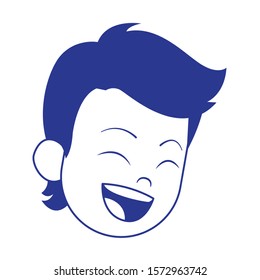 man laughing icon over white background, vector illustration