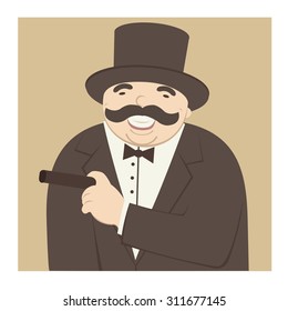 man laughing and smoking a cigar