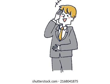 A man in a laughing suit, a comical handwritten person, a vector, a line drawing and a color