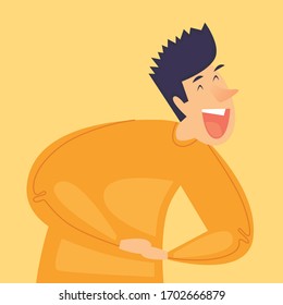 Man laughs, success, joy. Flat design vector illustration.