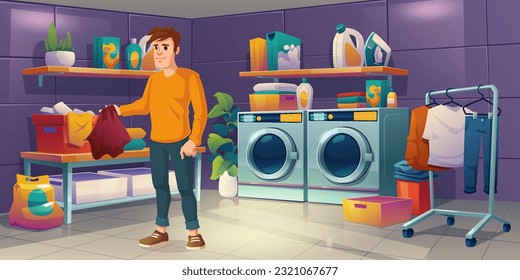 Man in laundry room