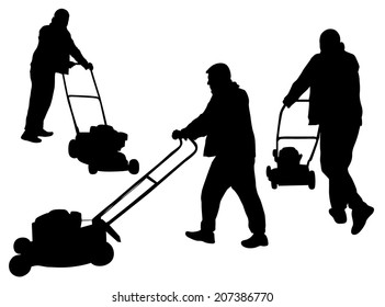 Man with lawn mower