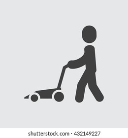Man with lawn mower Icon