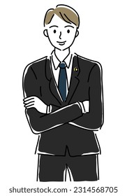 a man lawyer simple line drawing illustration, vector