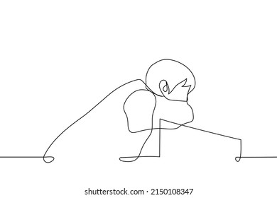 man lay down on a table or high railing - one line drawing vector. the concept of procrastination, daydreaming, laziness, waiting, being sad