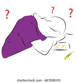 The man lay down on the table, his hands under his face. Pose of fatigue, sleep