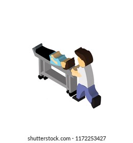 Man lay on medical stretcher isometric left top view 3D icon