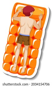 Man laying on floating swimming pool mattress illustration