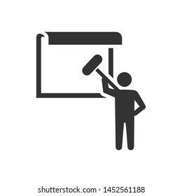 Man laying poster icon. vector graphics