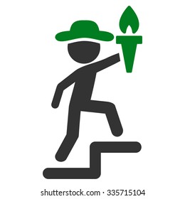 Man Leader vector icon. Style is bicolor flat symbol, green and gray colors, rounded angles, white background.