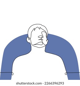 man leaned back in his chair and sleeping or dozing - one line drawing vector. concept sleep, day dreaming, relax in a comfortable or massage chair