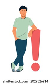 Man Leaning Against with the Exclamation Mark.