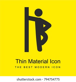 Man leaning against the wall bright yellow material minimal icon or logo design